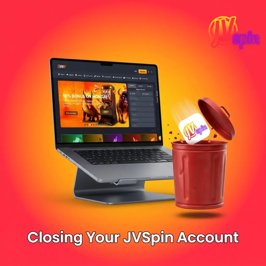 JVSpin account closure settings page showing self-exclusion and responsible gambling options in profile dashboard