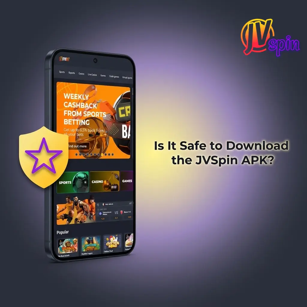 JVSpin APK download safety featuring SSL encryption, Curaçao eGaming licence, and two-factor authentication security