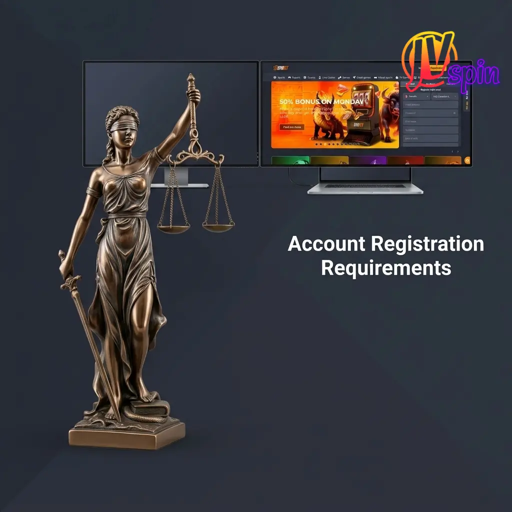 JVSpin account registration requirements checklist showing eligibility criteria for Canadian players aged 18 and over