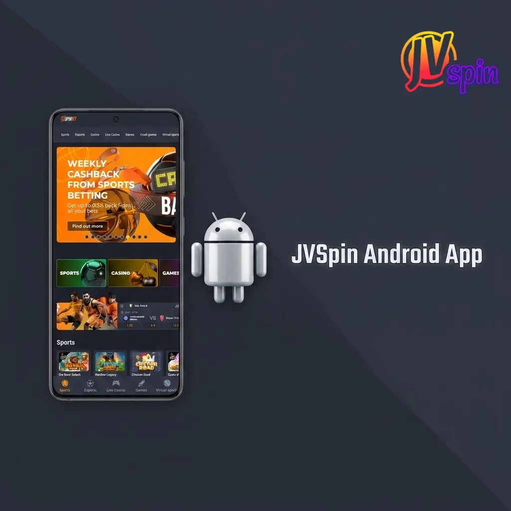 JVSpin Android APK download and installation steps on a smartphone running Android 5.0 or higher