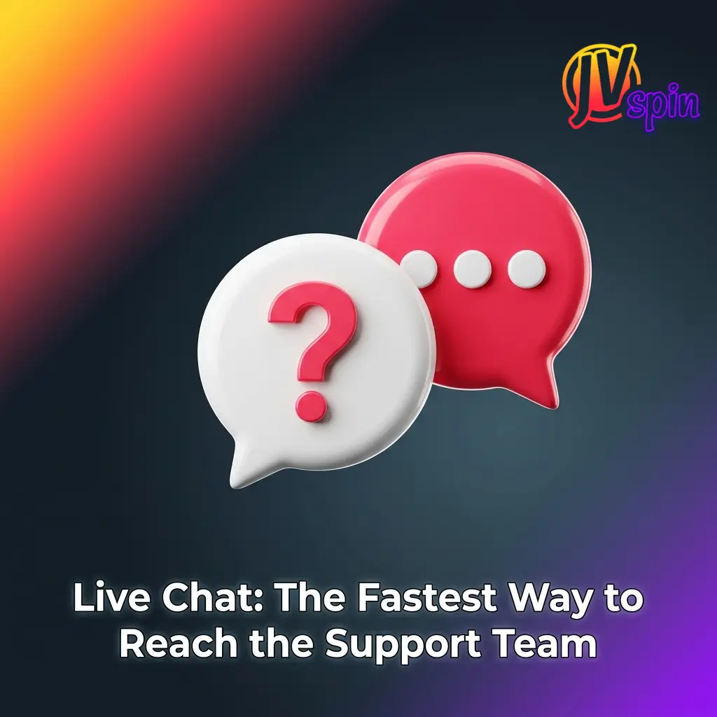 JVSpin live chat support button on website screen for Canadian players seeking 24/7 real-time assistance