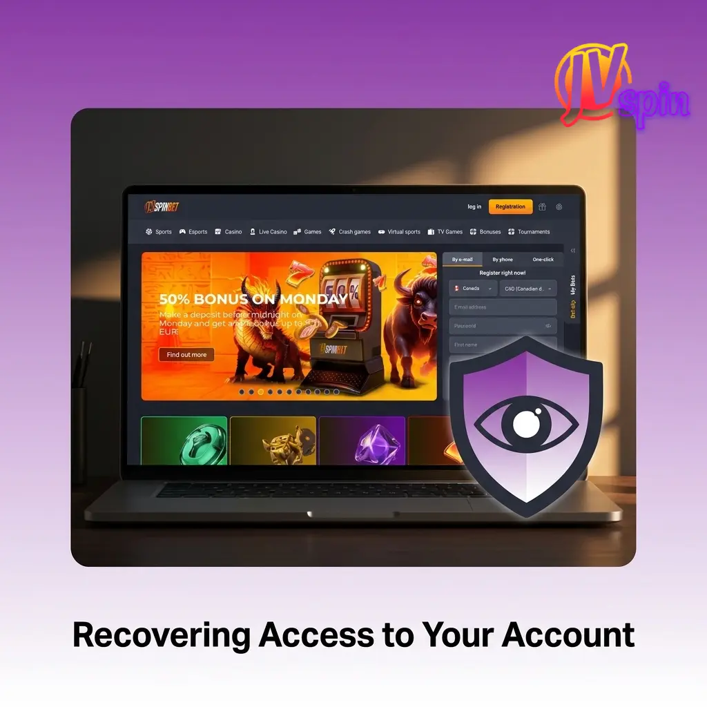 User recovering JVSpin account password via email reset link with steps to create a new secure password and regain access