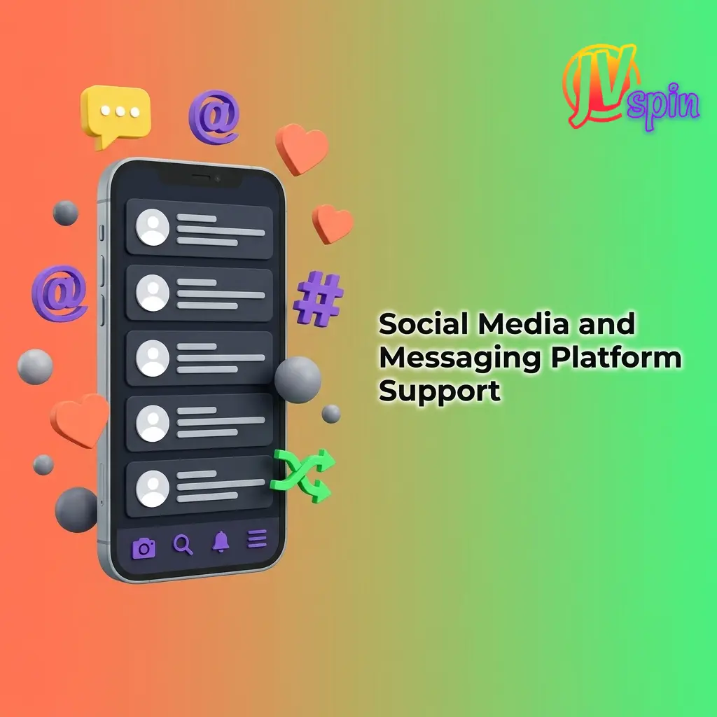 JVSpin social media and messaging support channels including Telegram, Instagram, Facebook, and Twitter for Canadian players