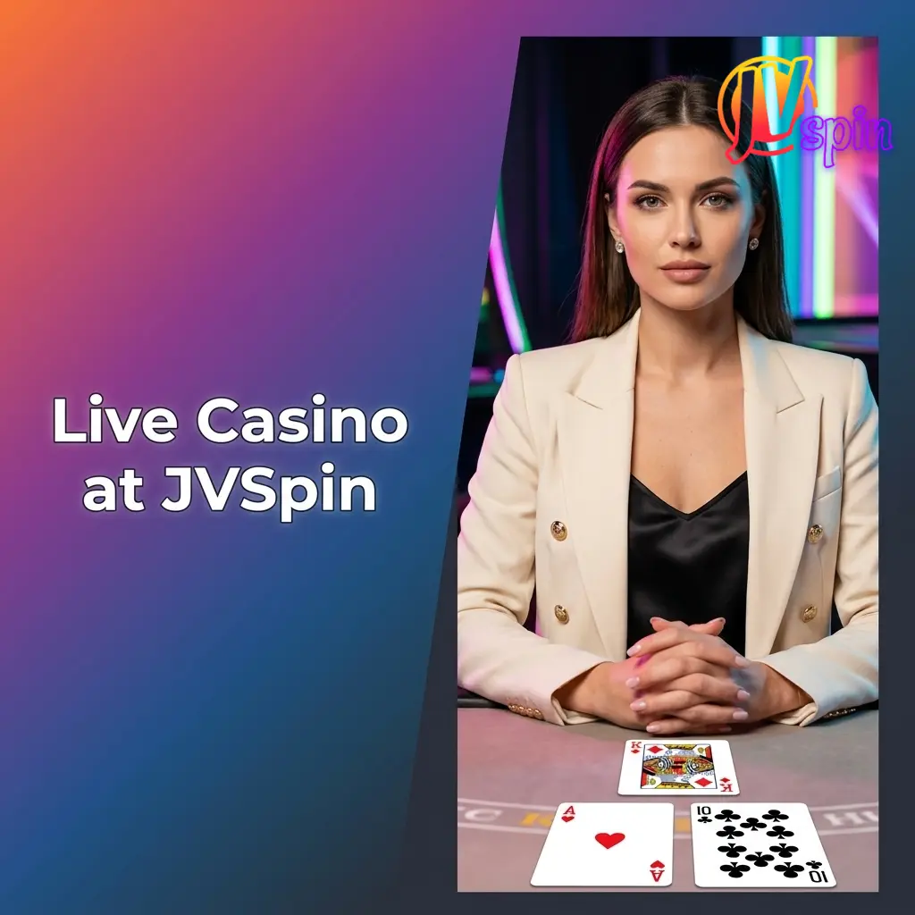 JVSpin live casino studio with professional dealers streaming HD blackjack, roulette, baccarat, and game shows for Canadian players